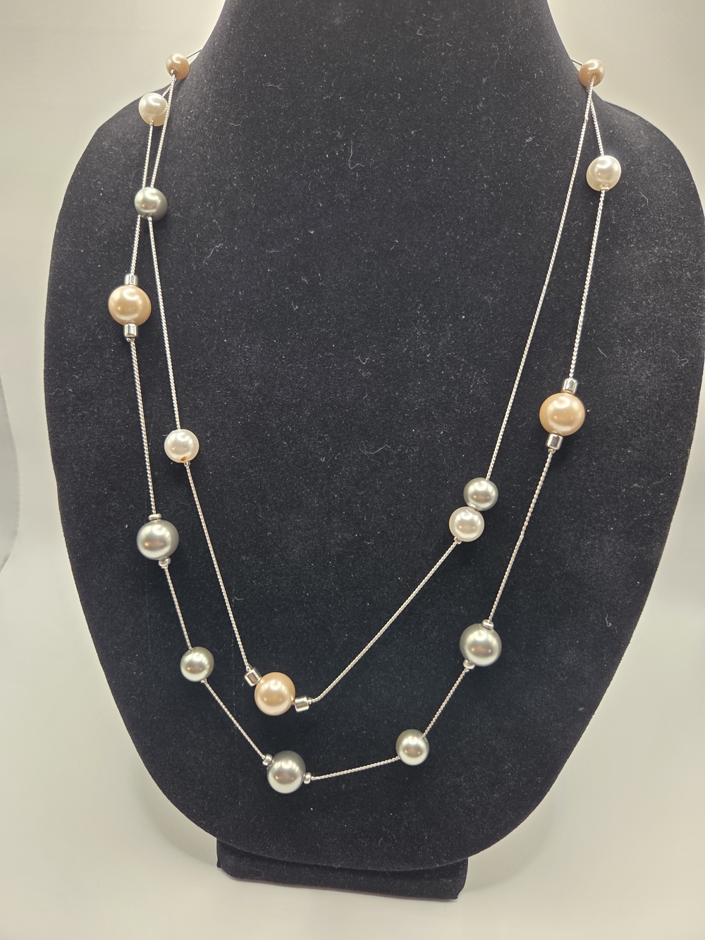 1610. Ann Taylor Factory Multicolor Pearl Double-Strand Necklace